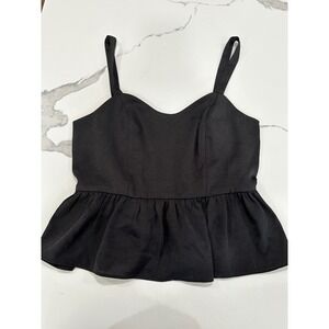 Express Black Peplum Camisole Sweetheart Neck Smocked Back Top NWT Size S